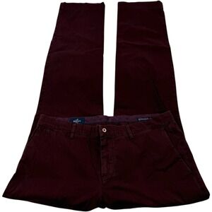 Mason's Em's Burgundy Chino Pants Men's 36x35 Flat Front Cotton Stretch Italy